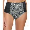 thumbnail image 1 of Calvin Klein BLACK MULTI Pleated High-Waist Bikini Swim Bottom, US Small, 1 of 3