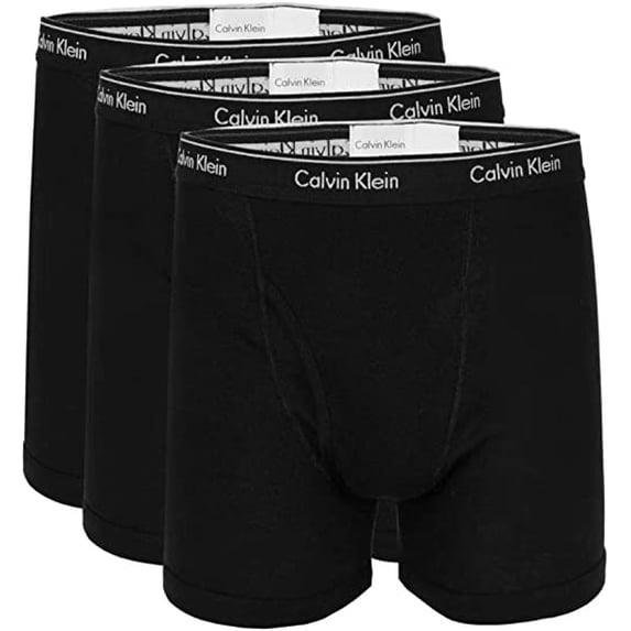 Calvin Klein BLACK Men's 3-Pack Cotton Boxer Briefs, US X-Large