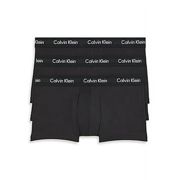 Calvin Klein BLACK Men's 3-Pack Cotton Stretch Low-Rise Trunks, US Large