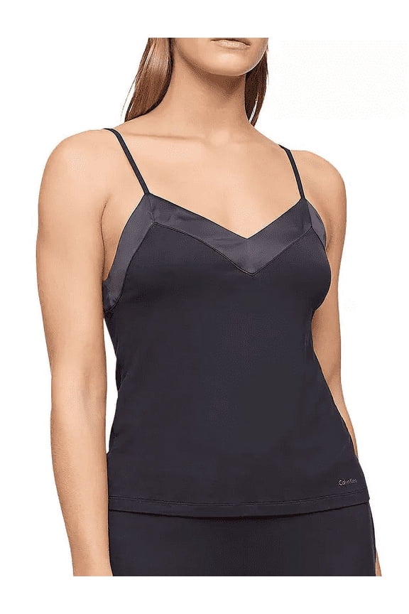 BLACK Modal Satin Lounge & Sleep Camisole Shirt, US Large