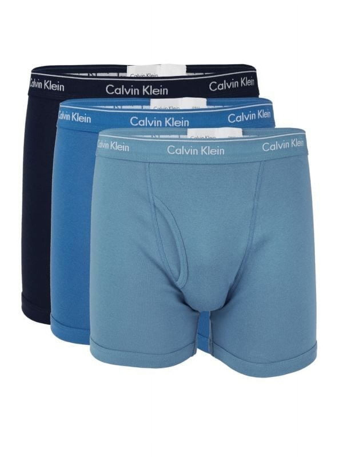 Calvin Klein BLUE Men's 3-Pack Logo Cotton Boxer Briefs, US X