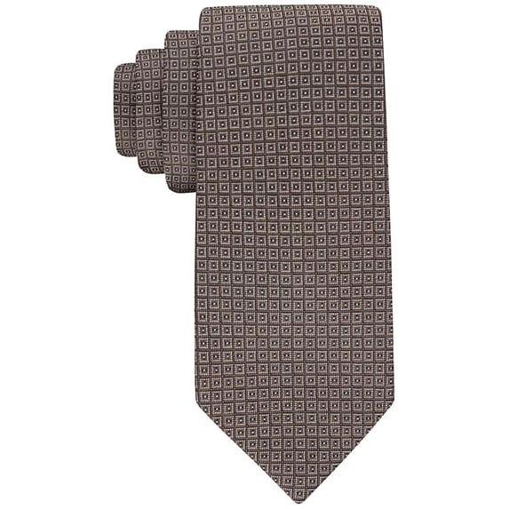 Calvin Klein BROWN Men's Tonal Square Geo-Print Tie