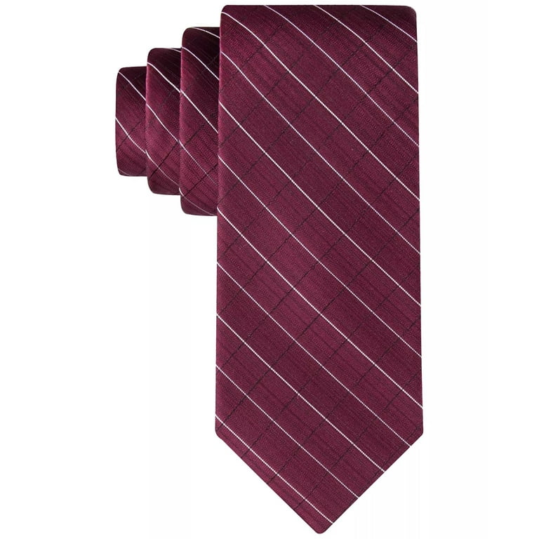 Calvin Klein BURGUNDY Men s Windowpane Narrow Tie US One Size