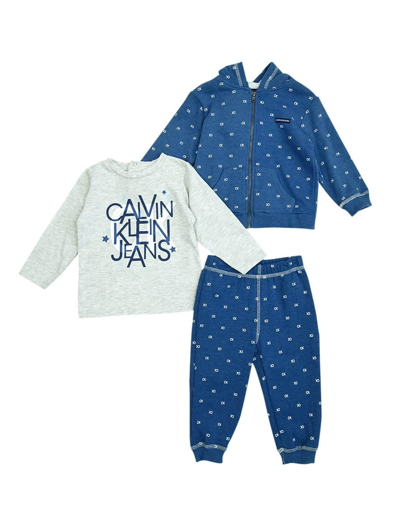 Calvin Klein Baby Boy's 3-PC Logo-Print Hoodie/T-Shirt/Pants Set