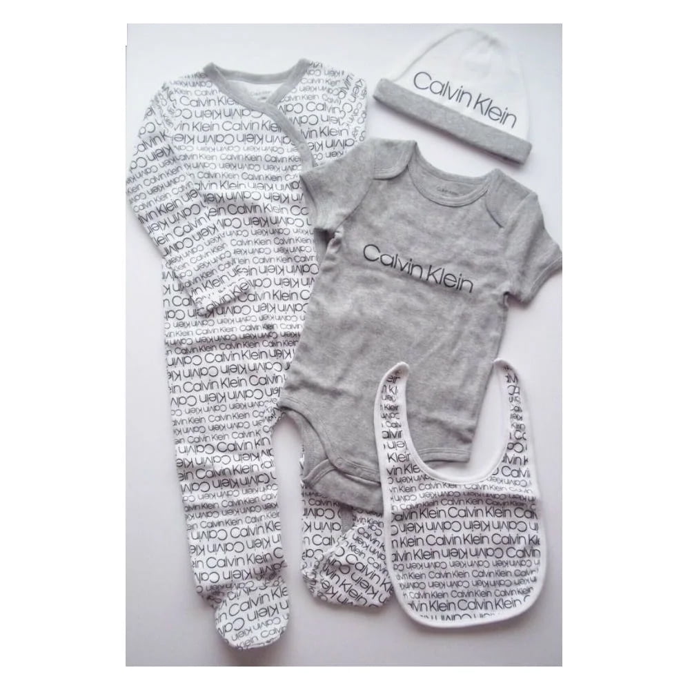 Calvin Klein Baby Infant Cotton Layette Gift Set, 4-Piece