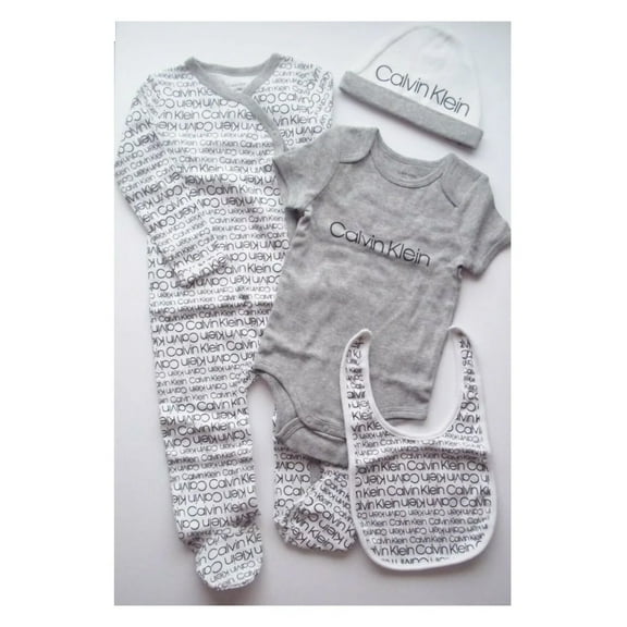 Calvin Klein Baby Infant Cotton Layette Gift Set, 4-Piece