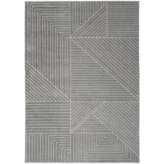 Calvin Klein Balance Abstract Geometric Linear Area Rug 7' 10" x 9' 10" - Grey/Ivory