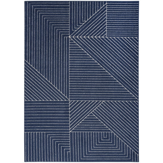 Calvin Klein Balance Abstract Geometric Linear Area Rug 7' 10" x 9' 10" - Navy/Ivory