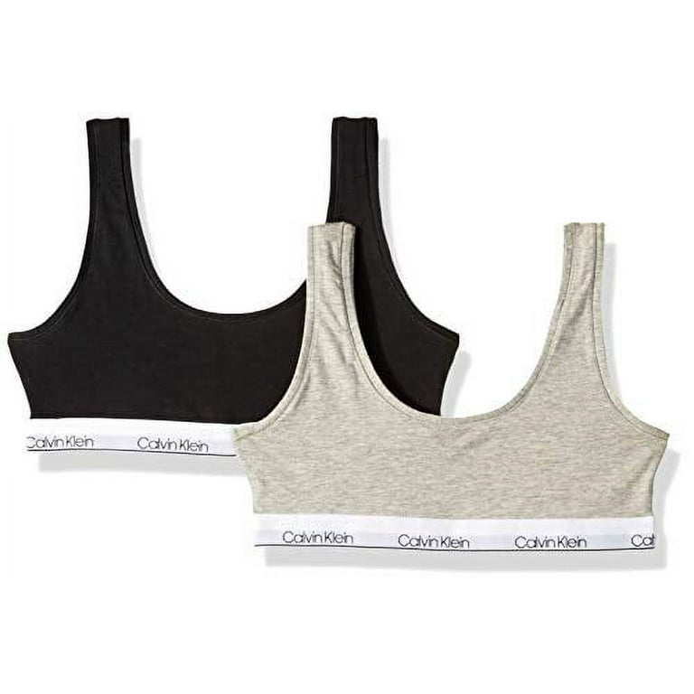 Calvin Klein Big Girls' Modern Cotton Bralette, 2 Pack - Heather Grey,  Black,L