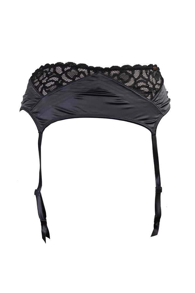 Calvin Klein Black Ashford Gray Lace Garter Belt XSS