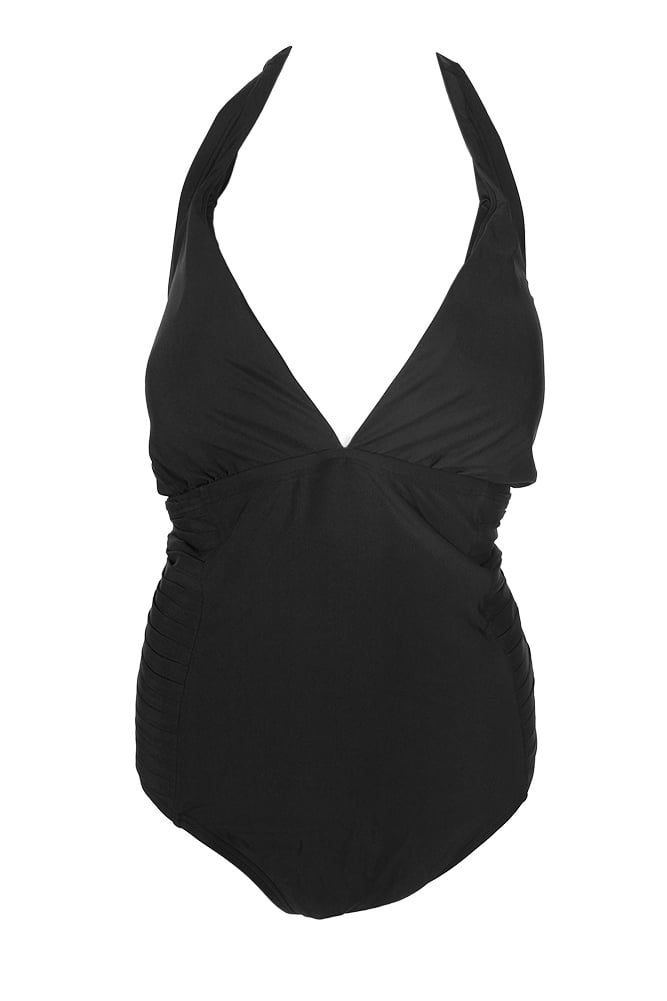 Calvin Klein Black Side-Pleated Halter One-Piece Swimsuit 10  
