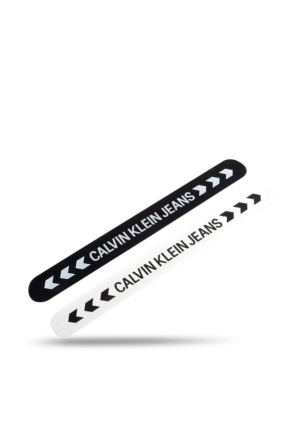 Black and White Rubber CKJ Logo Set of 2 Bracelets