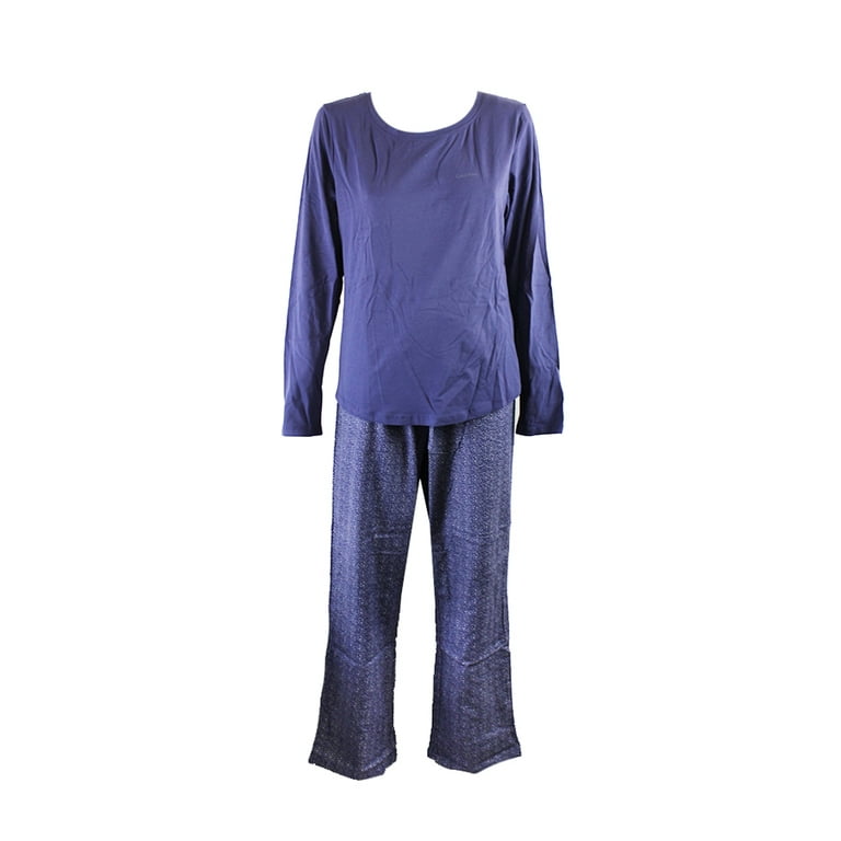 Calvin Klein Blue Knit Top And Printed Flannel Pajama Pants L Walmart