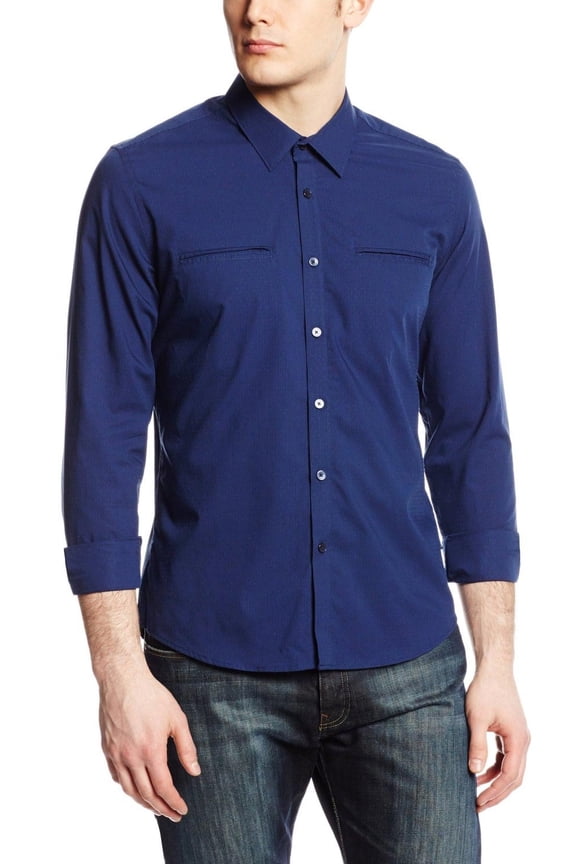 Blue Pinstripe Button Down Shirt Sport , Size 2XLarge