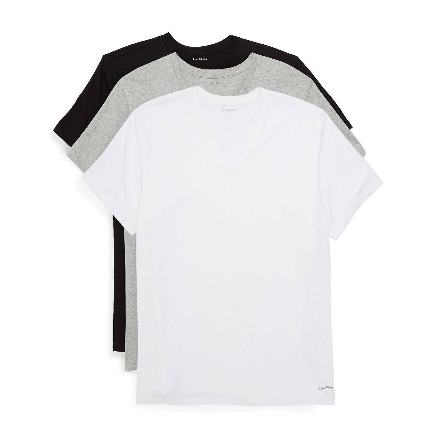 Calvin Klein Body Mens 3-Pack Cotton V-Neck T-Shirts (Small,  Black/White/Grey)