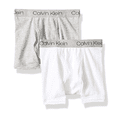 thumbnail image 1 of Calvin Klein Boys' Cotton Boxer Briefs 2pk, White and Grey, S (6-7), 1 of 2