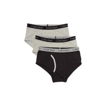 Calvin Klein Boys' Cotton Briefs 3pk, Black and Htr Grey, XS (4-5)