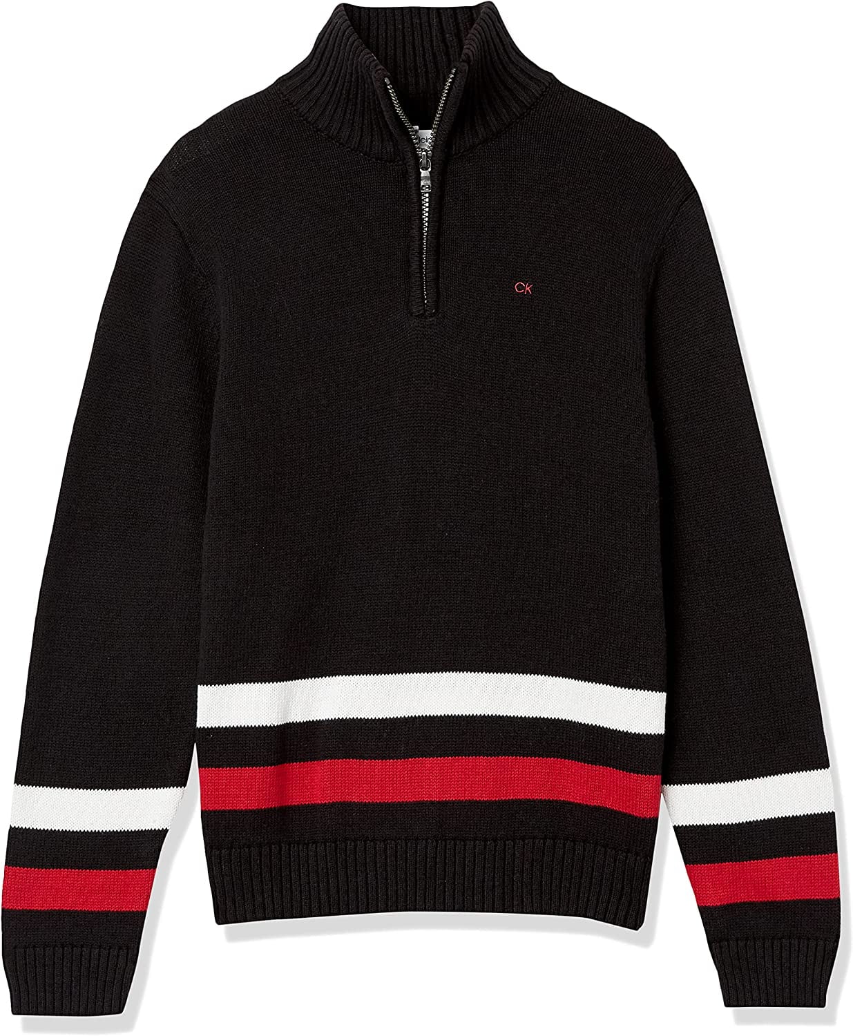 Calvin Klein Boys' Half-Zip Pullover Sweater with Ribbed Neckline - Size XL