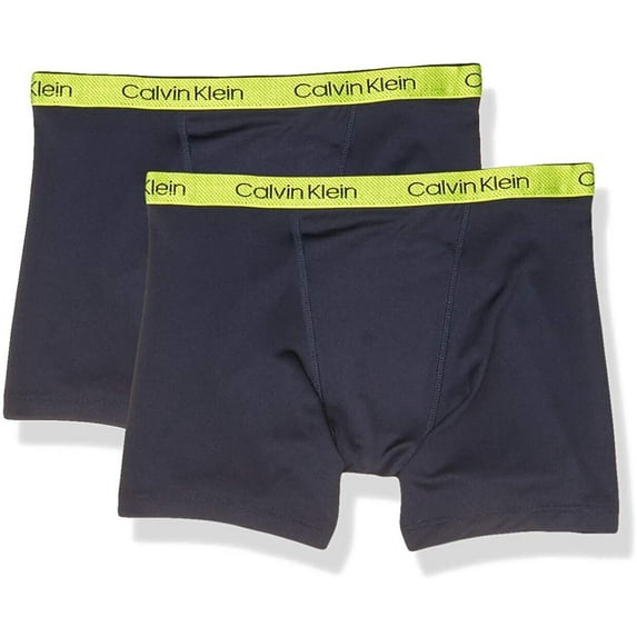 Calvin Klein Boys' Kids Performance Boxer Brief Underwear, Multipack, 2 Pack - Black/Black, L (12/14)