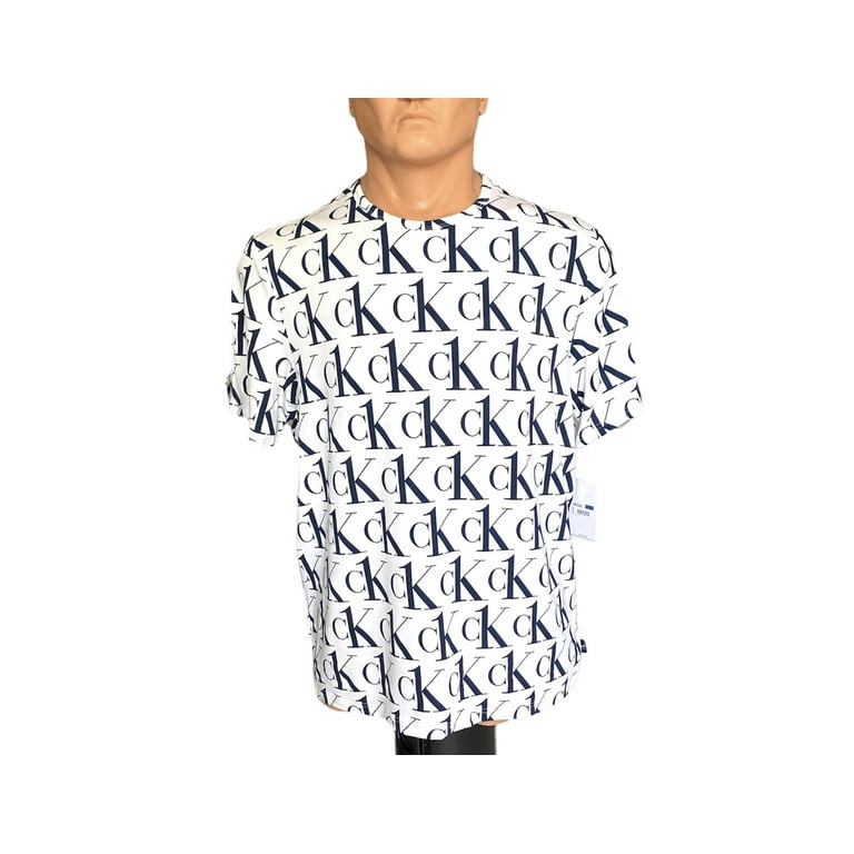 Calvin Klein CK one Men s Crewneck all over CK Logo Modal Shirt White LG