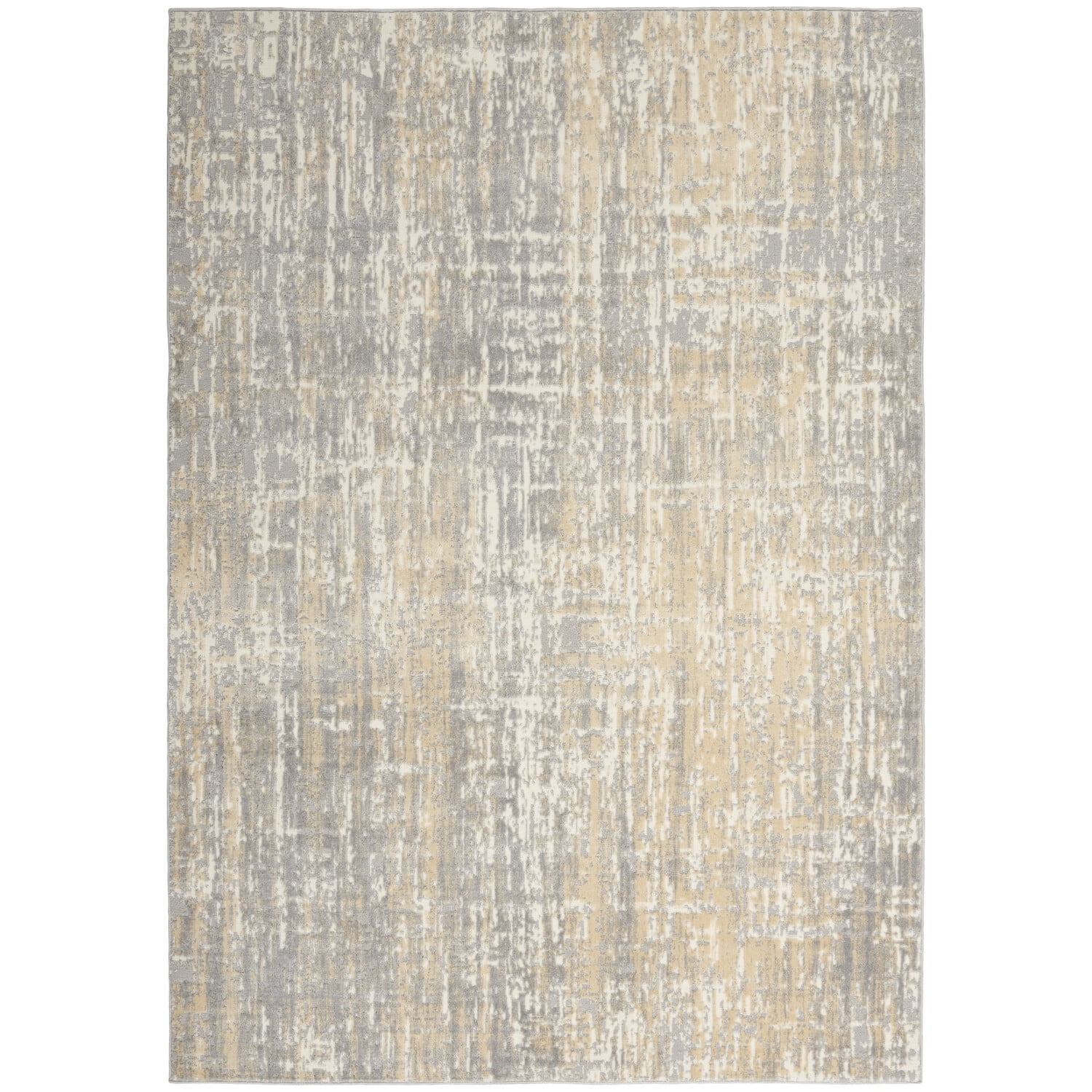 Grey Beige Abstract High-Low Texture Area Rug 5'3" x 7'3"