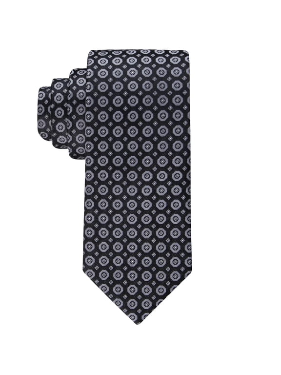 CK21100021 Necktie Men's Black Polyester Hex Dot Medallion MXX85 (Black,One Size)