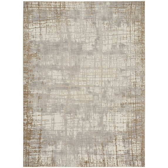 Calvin Klein CK950 Rush Area Rug, 9' x 12', Ivory/Taupe, Rectangle