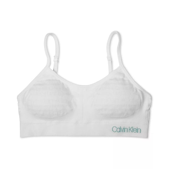 Calvin Klein CLASSIC WHITE Little & Big Girls Soft Cup Bra, US Medium (7/8)