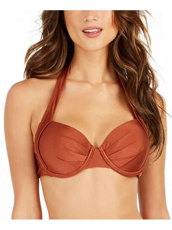 COPPER SHIMMER Pleated Convertible Underwire Bikini Top, US X-Small
