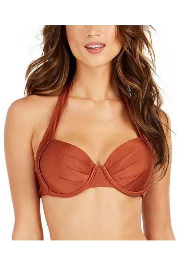 COPPER SHIMMER Pleated Convertible Underwire Bikini Top, US X-Small