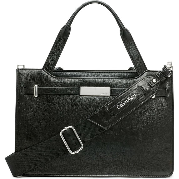 Calvin Klein Citrine Organizational Satchel One Size Black/Silver
