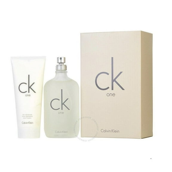 CK One Calvin Klein 6.7 edt spray + 6.7 moisturizer Unisex Set NIB
