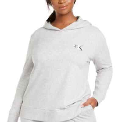 Calvin Klein Women Plus Size French Terry Lounge Snow Hoodie Heather Gray 2X NWT Walmart