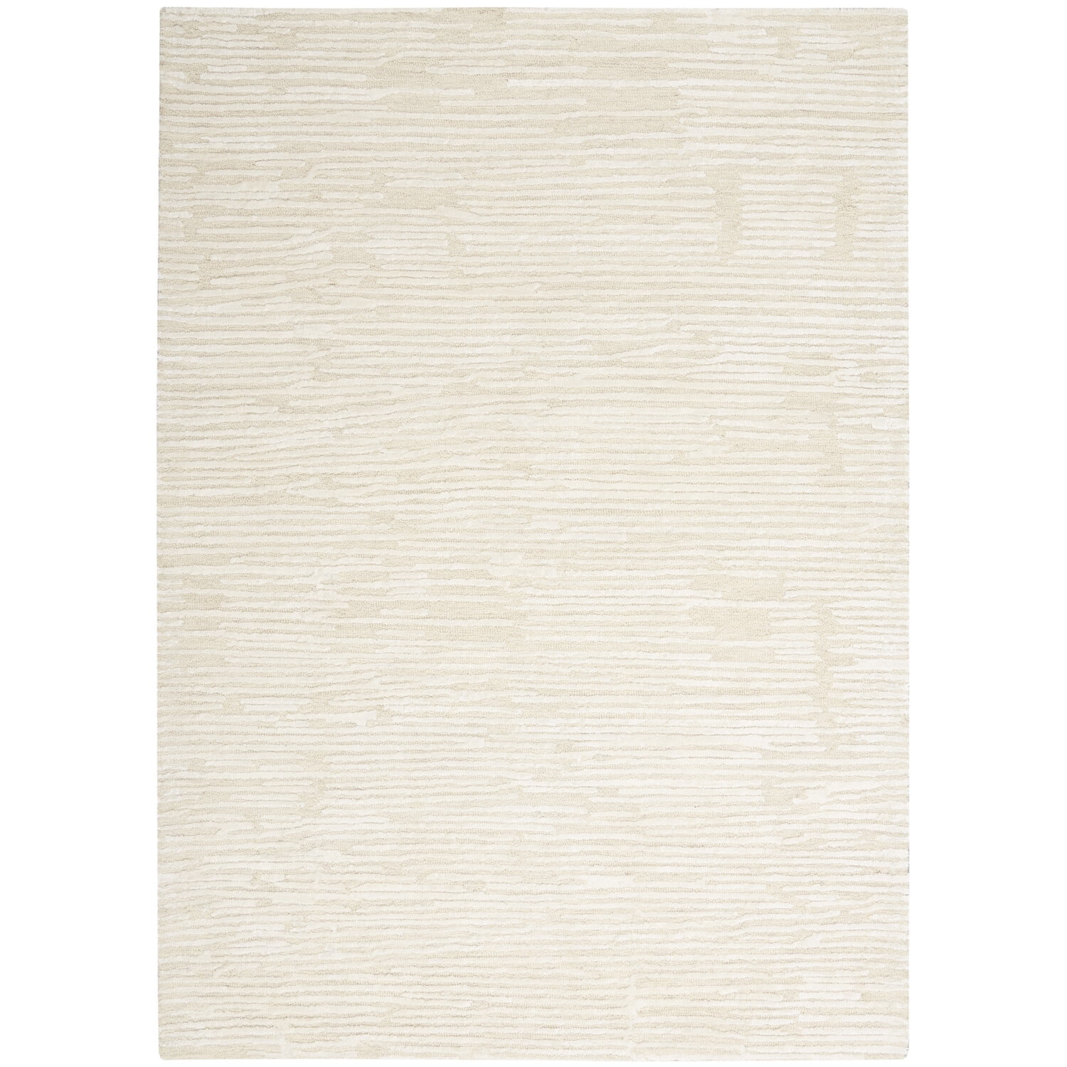 Ivory Abstract Handmade Wool 4' x 6' Area Rug