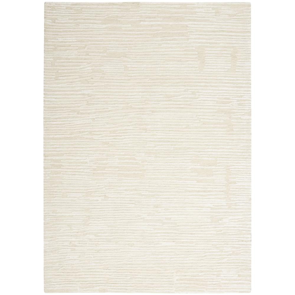 Ivory Abstract Handmade Wool 4' x 6' Area Rug