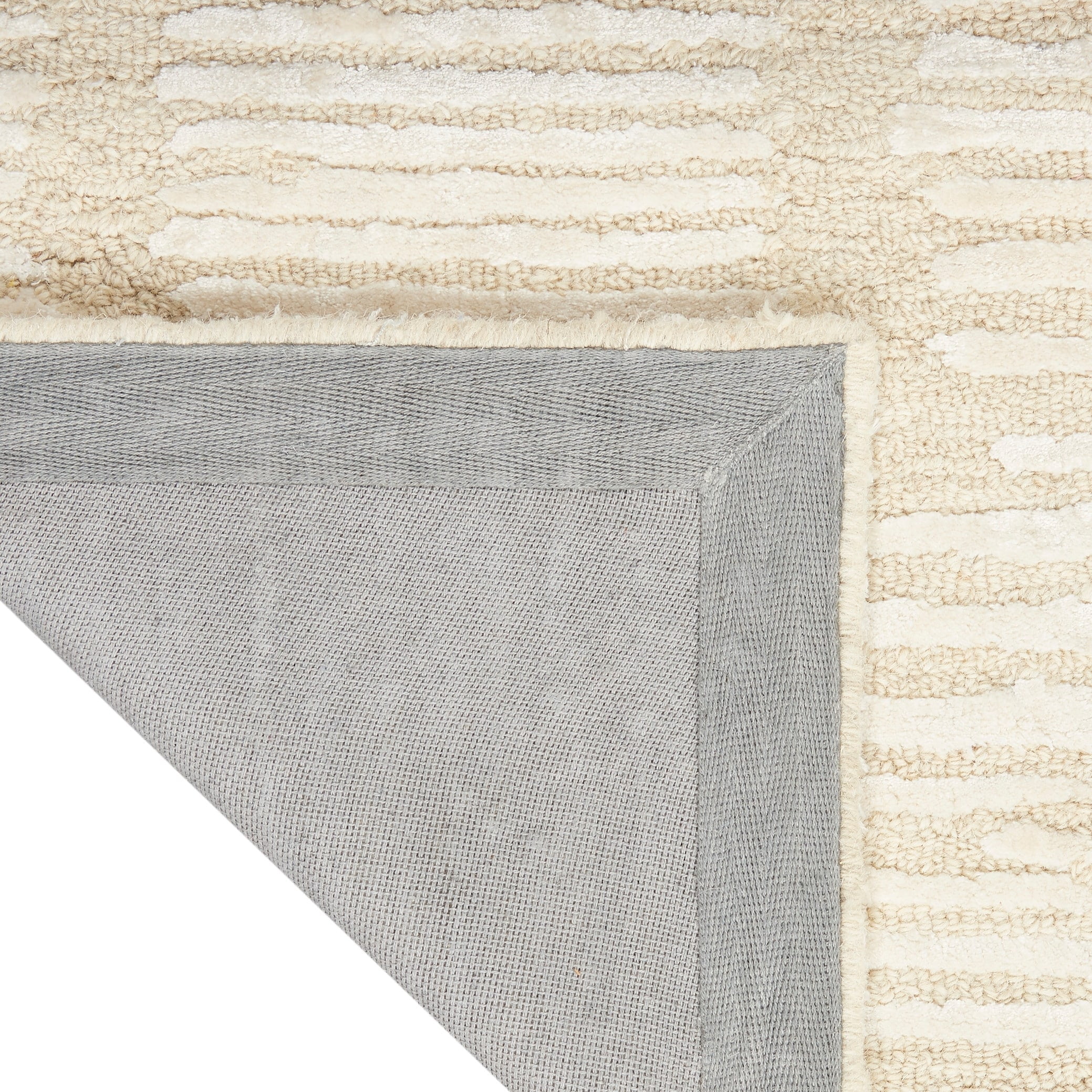 Ivory Abstract Tufted Wool Handmade 5' x 7' Rug