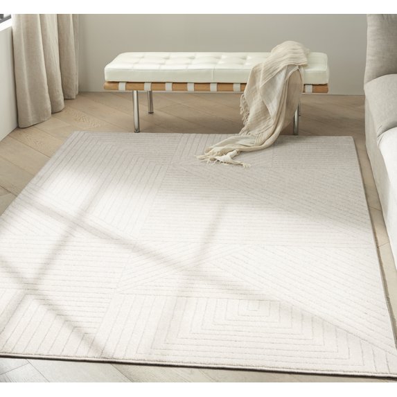 Calvin Klein Ck023 Balance Abstract Ivory/Grey 3'11" x 5'11" Area Rug, (4x6)