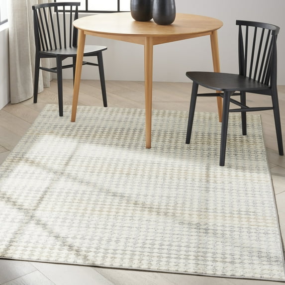 Calvin Klein Ck950 Rush Geometric Ivory/Multi 5'3" x 7'3" Area Rug, (5x7)