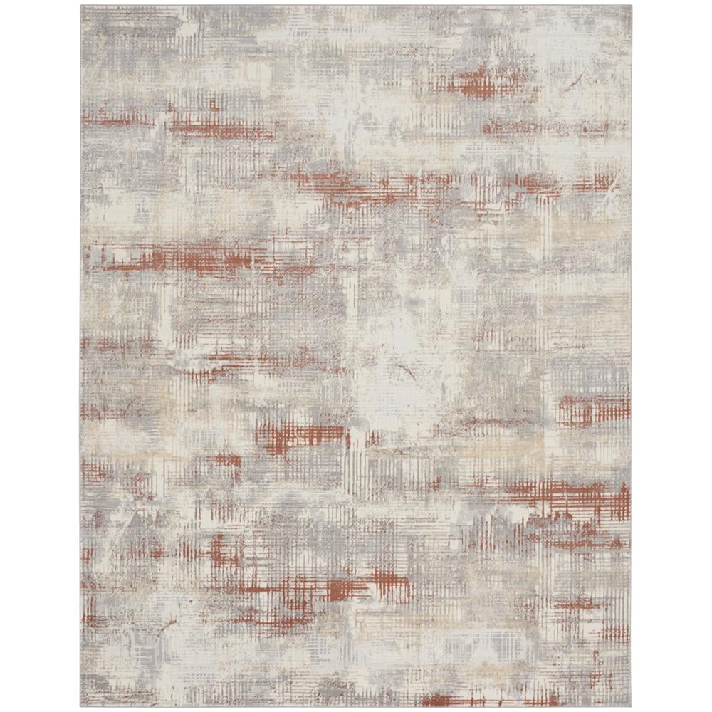 Ivory Multi Abstract Wool-Blend 8' x 10' Easy-Care Area Rug