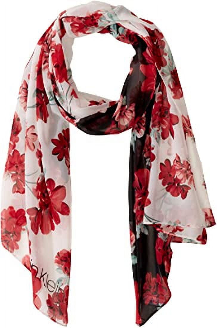 Calvin Klein Colorblock Floral Poly Chiffon Scarf - Walmart.com display picture 3
