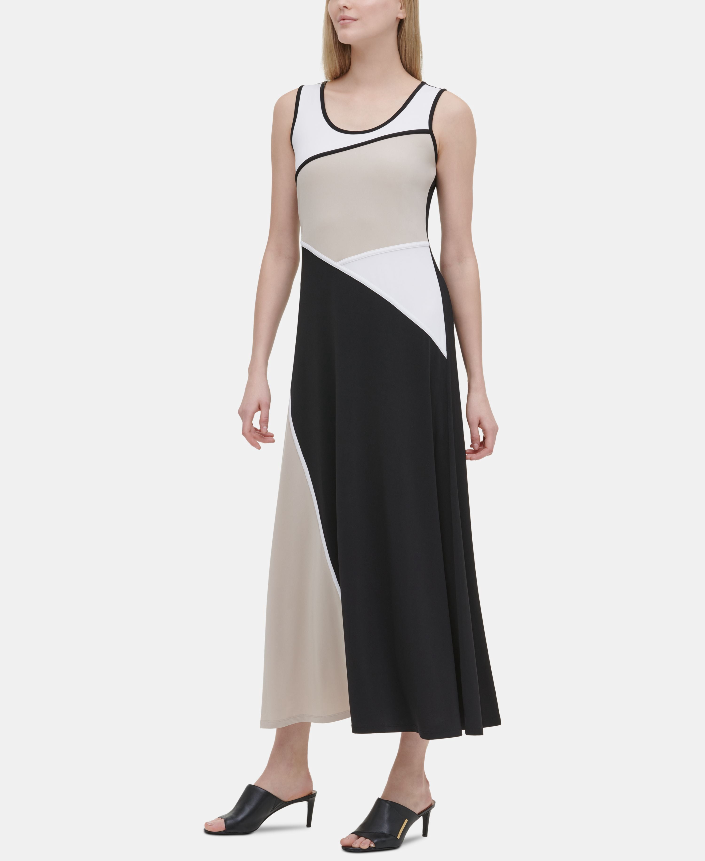 Calvin Klein Colorblocked Maxi Dress Black/Latte Multi XS - Walmart.com Calvin Klein Colorblocked Maxi Dress Black/Latte Multi XS - Walmart.com