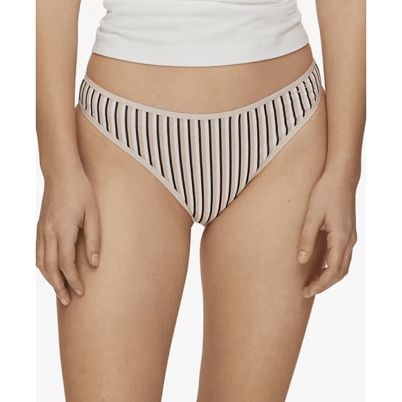 Calvin Klein Cotton Form Thong Underwear, Stripes, Medium