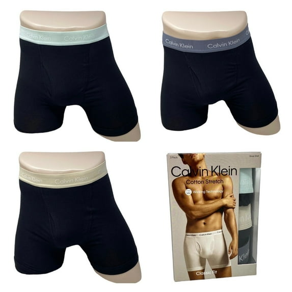 Calvin Klein Cotton Stretch 3 Pack Black Boxer Brief Underwear NB2616953