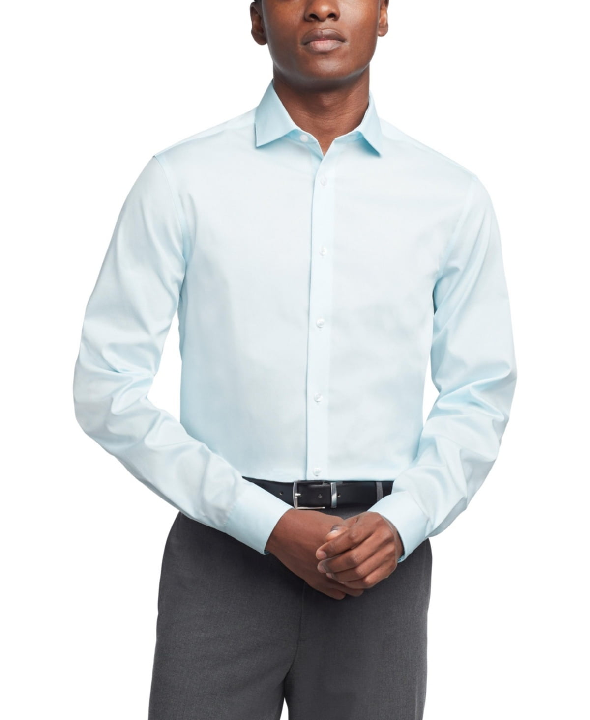 Calvin Klein Dress Shirt Mens 16 32/33 Mint Julip Steel Plus Slim Fit PinCord