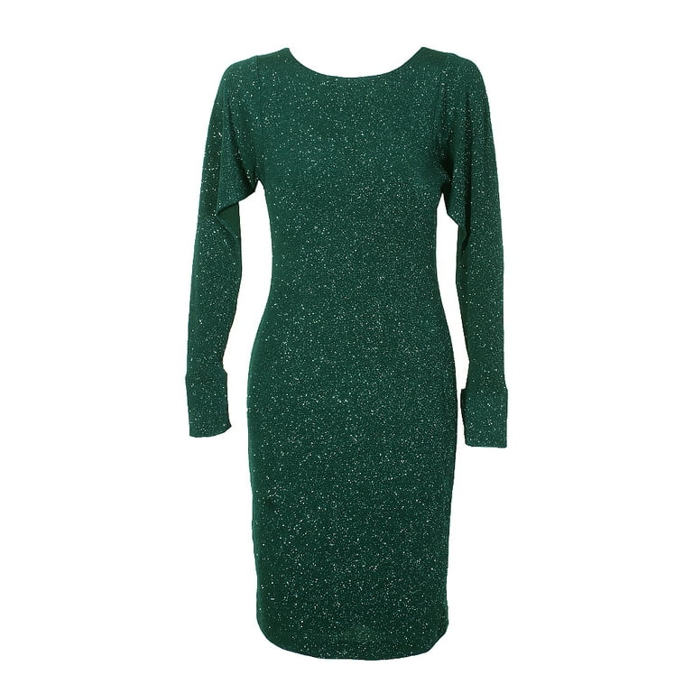 Calvin Klein Emerald Green Split Dolman Sleeve Sparkle Sheath Dress 14 Walmart