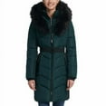 thumbnail image 1 of Calvin Klein Faux Fur-Trim Belted Parka Coat, Small, Emerald Green, 1 of 4