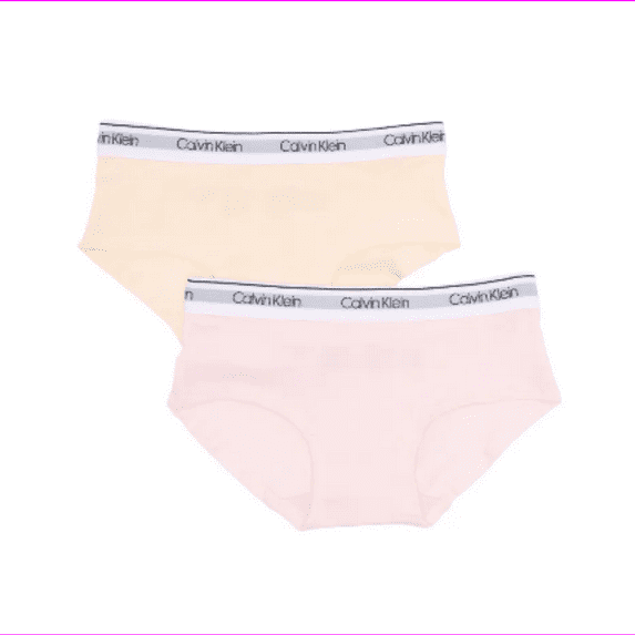 Calvin Klein Girls 2-Pack Modern Cotton Hipster, Crystal Pink/Nude, XL (14/16)