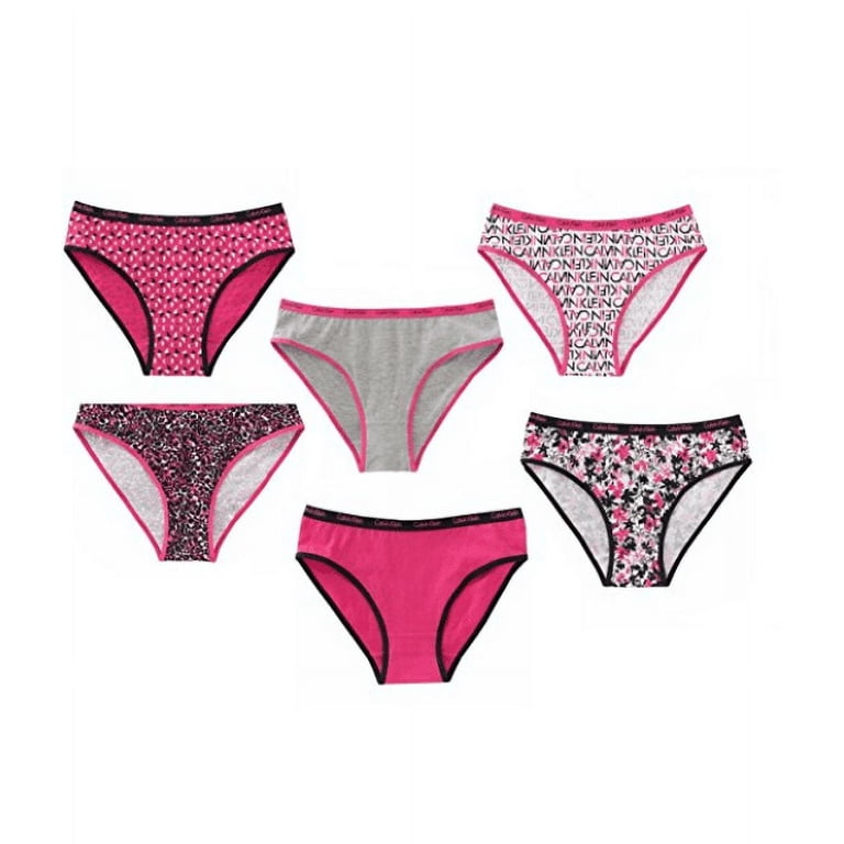 Calvin Klein Girls' Graphic 6-Pack Bikini Panty