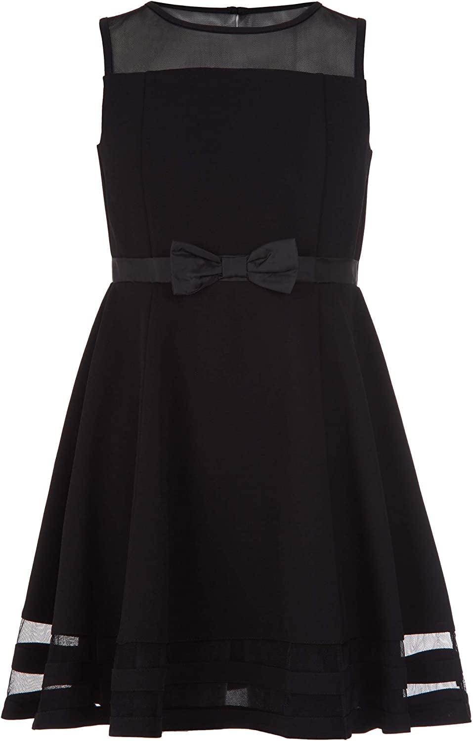 Calvin Klein Girls' Sleeveless Party Dress, Fit and Flare Silhouette, Round Neckline & Back Zip Closure 7 Black