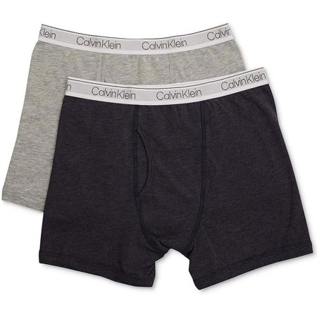Calvin Klein HEATHER BLUE/HEATHER GREY Kids 2-Pk. Boxer Briefs, US Medium (8/10)